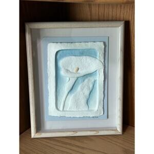 Handcast Paper Artwork- Vintage Figi Graphics- Callie Lily- blue, white beige